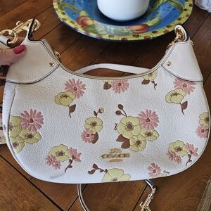Coach Mara Hobo Floral Cluster Print Gold/Chalk Multi